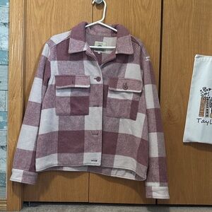 DKNY Women's Checkered Utility Jacket - Pink and Cream